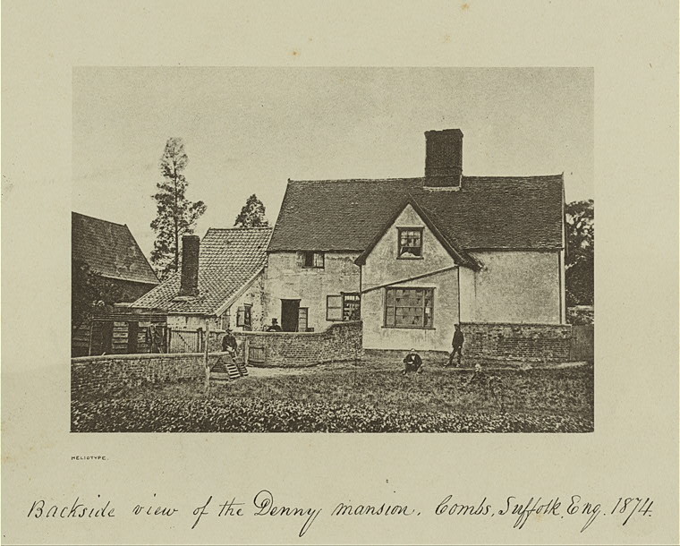 Photograph of the back of the Denny homestead, Combs, Suffolk, taken in 1874